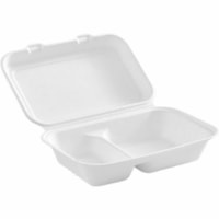 Globe Storage Ware - Food, Food Storage - Disposable - Microwave Safe - Oven Safe - White - Sugarcane Fiber, Bagasse Body - 200 / Case