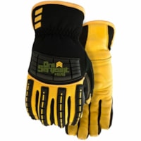 WORK ARMOUR Drill Sergeant Work Gloves - Impact Protection - X-Large Size - Deerskin, Leather, Polyvinyl Chloride (PVC) - Black, Yellow - Durable, Snug Fit, Comfortable, Heavy Duty, Knuckle Bar, Elastic Wrist, Soft, Impact Resistant - For Construction, Industrial, Landscaping, Critical Environment -