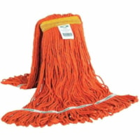 Globe Syn-Pro Synthetic Narrow Band Wet Orange Looped End Mop - 24 Oz / Orange - 6.50" Width x 20.50" Length - Narrow Headband, Looped Ends, Shrinkless, Tailband, Tangle Resistant, Lint Resistant, Chemical Resistant, Disinfectant, Fray Resistant - Synthetic, Yarn - Orange - 680.4 g - 1