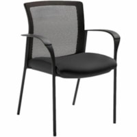 Global Vion Armchair, Black, Imprint Fabric with Mesh Back - Black Seat - Black Mesh Back - Black Frame - Low Back - Fabric - Armrest