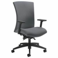 Global Vion Synchro-Tilter High-Back Chair, Grey, Imprint Fabric - Gray Fabric, Plastic Back - Black Frame - High Back