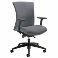 Global Vion Synchro-Tilter Mid-Back Chair, Grey, Imprint Fabric - Gray Fabric, Plastic Back - Black Frame - Mid Back