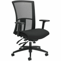 Global Vion High-Back Multi-Tilter Chair, Licorice Black Imprint Fabric Seat/Mesh Back - Black Seat - Black Mesh Back - Black Frame - High Back