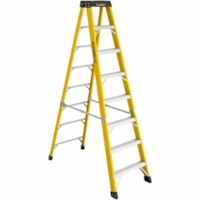 Featherlite 6404 8' Extra-Heavy Duty Fiberglass Stepladder - 136.08 kg Load Capacity - Type IA - Yellow