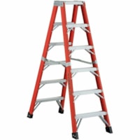 Featherlite 6606-AA 6' Super-Heavy Duty Fiberglass Stepladder - 170.10 kg Load Capacity - Type IAA - Orange