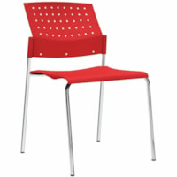 Global Sonic Armless Stacking Chairs, Scarlet Red Polypropylene Seat/Back, 2/PK - Scarlet Polypropylene Seat - Polypropylene, Plastic Back - Chrome Frame - Polypropylene