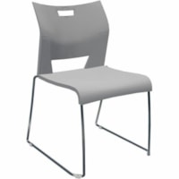 Global Duet Armless Chair, Polypropylene Seat & Back (6621) - Gray, Fog Polypropylene, Resin Seat - Fog Polypropylene, Plastic, Resin Back - Chrome Frame - Low Back - Sled Base - Chrome, Gray, Fog Gray - Plastic - 1 Unit