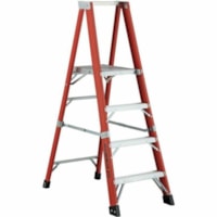 Featherlite 6505-AA 5' Super-Heavy Duty Fiberglass Stepladder - 170.10 kg Load Capacity - Type IAA - Orange