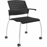 Global Chair - Carrera Fabric Seat - Black Polypropylene, Plastic Back - Chrome Frame - Low Back - Fabric, Polypropylene - Armrest