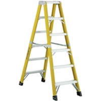 Featherlite 6606 6' Extra-heavy Duty Fiberglass Stepladder - 272.16 kg Load Capacity - Type IA - Yellow