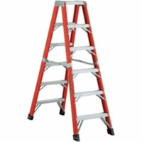 Featherlite 6604-AA 4' Super-Heavy Duty Fiberglass Stepladder - 340.19 kg Load Capacity - Type IAA - Orange