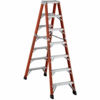 Featherlite 6608-AA 8' Super-Heavy Duty Fiberglass Stepladder - 340.19 kg Load Capacity - Type IAA - Orange