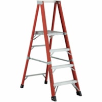 Featherlite 6504-AA 4' Super-Heavy Duty Fiberglass Stepladder - 170.10 kg Load Capacity - Type IAA - Orange