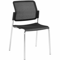 Global Sonic Armless Stacking Chairs, Black Polypropylene Seat/Mesh Back, 2/PK - Polypropylene Seat - Black Mesh Back - Chrome Frame - Polypropylene