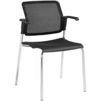 Global Sonic Stacking Armchairs, Black Polypropylene Seat/Mesh Back, 2/PK - Polypropylene Seat - Black Mesh Back - Chrome Frame - Polypropylene - Armrest