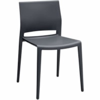 Global Bakhita Stacking Chair, Charcoal - Polypropylene Seat - Gray Polypropylene, Plastic Back - Gray Frame - Mid Back - Charcoal - Polypropylene