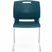 Global Popcorn 6711 Stacking Chair - Polypropylene Seat - Polypropylene, Plastic Back - Silver Steel Frame - Shadow, Black, Steel - Polypropylene - 4 / Set