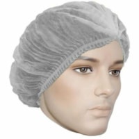 RONCO Polypropylene (PP) Pleated Bouffant Cap - Recommended for: Assembly, Food Processing, Laboratory, Clinic, Medical, Examination, Bakery, Fishery, Aquaculture, Food Service, Cosmetology, ... - Dust, Dry Particle Protection - Non-woven Polypropylene - White - Pleated, Latex-free, Elasticized, Ela