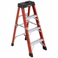 Featherlite 6804-AA 4' Super-Heavy Duty Fiberglass Stepladder - 170.10 kg Load Capacity - Type IAA - Orange