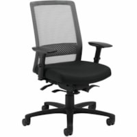 Global Spritz Weight Sensing Synchro-Tilter High-Back Ergonomic Chair, Black - Fabric Seat - Black Mesh Back - Black Frame - High Back - Black - Fabric