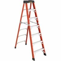 Featherlite 6808-AA 8' Super-Heavy Duty Fiberglass Stepladder - 170.10 kg Load Capacity - Type IAA - Orange