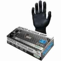 RONCO Nitrile Examination Gloves - 6 mil (0.15 mm) Thickness x 9.45" (240 mm) Glove Length - Chemical, Dirt, Grime Protection - For Right/Left Hand - Diamond - Nitrile - Black - Non-sterile, Chemical Resistant, Latex-free, Water Resistant - For Automotive, Electronic, Fishery, Aquaculture, Housekeep