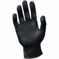 Gants d'examen Octopus Grip - Jetable - Sans poudre RONCO - épaisseur de gant 6 mil (0,15 mm) x longueur de gant 9,45 po (240 mm) - Produit chimique, Saleté, Saletés Protection - Large Taille - Pour Main droite / gauche - Diamond - Nitrile - Noir - Non stérile, Rés