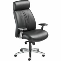 Nightingale Presider Executive High-Back Leather Chair, Grey with Chrome Base - Leather Seat - Leather Back - High Back - 5-star Base - Chrome - Leather - Armrest