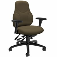 Global Chair - Terrace Fabric Seat - Brown Fabric, Plastic Back - Black Frame - Mid Back - Haze - Wood, Plastic, Fabric