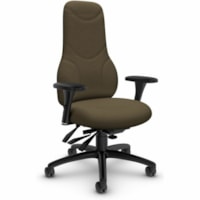 Global Chair - Terrace Fabric Seat - Brown Fabric, Plastic Back - Black Frame - High Back - Haze - Wood, Fabric, Plastic