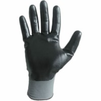 FLEXSOR Nitrile Palm Coated Nylon Gloves - Abrasion Protection - Nitrile Coating - 10 Size Number - X-Large Size - Nylon - Black/Gray - Blade Cut Resistant, Abrasion Resistant, Tear Resistant, Puncture Resistant, Latex-free, Breathable - For Assembly, Finished Goods, Carpentry, General Trade, Equipm