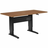 Global Manual Height-Adjustable Table, 56" x 30" x 26"-46" - For - Table TopRectangle Top - Black Base - Height Adjustable x 56" (1422.40 mm) Width x 30" (762 mm) Depth - Commercial - Assembly Required - Winter Cherry - Laminate