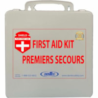 Trousse de premiers soins Shield - 25 xIndividuel(s) - hauteur de 6,50 po (165,10 mm) x largeur de 9,50 po (241,30 mm) x profondeur de 3 po (76,20 mm) - Plastique Caisse - Blanc - 1 chaque