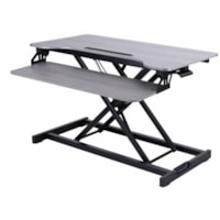 Rocelco 31.5"W Hi-Lift Adjustable Desk Riser/Standing Desk Converter - 30 lb (13607.77 g) Load Capacity - 31.50" (800.10 mm) Width - Gray - For Monitor, Notebook - Adjustable, Keyboard Tray, Grommet