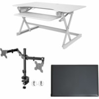 Rocelco 40"W-20"H Desk Riser-Double Monitor Arm-Anti fatigue Mat