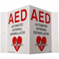 Safety Media 3D Automated External Defibrillator (AED) Plastic Sign - "AED Automated External Defibrillator (Heart Symbol)" Print/Message - 5" (127 mm) Width x 6" (152.40 mm) Height - Convex Shape - Black, Red Print/Message Color - Mounting Hole, Pre-printed - Indoor, Outdoor, First Aid, Sign - Plas