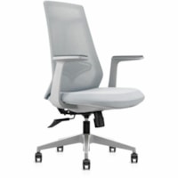 HDL Aura Mid-Back Task/Meeting Chair - Gray, Light Gray High Density Foam (HDF), Fabric Seat - Gray Mesh Back - Mid Back - 5-star Base - Light Gray - Armrest