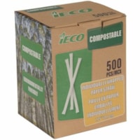 iECO 8" Paper Straw Wrapped 500/Box - 8" (203.20 mm) Length - Paper - White - 500 / Box