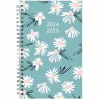 Brownline Academic Weekly Planner Blossom 2024-2025, Bilingual, CA114BPG - Academic - Weekly, Monthly - 13 Month - July 2024 - July 2025 - 1 Week Double Page Layout - 5" (127 mm) x 8" (203.20 mm) Sheet Size - Twin Wire - Paper - Blossom Blue Poly CoverMonthly Planner, Ruled, Sticker Sheet, Tear-off,