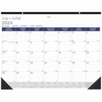 Blueline DuraGlobe Academic Monthly Desk Pad 2024-2025, Bilingual, CA177227B - Academic - Monthly - 13 Month - July 2024 - July 2025 - 1 Month Single Page Layout - 17" x 22" Sheet Size - 2 x Holes - Desk Pad - Bamboo Fiber, Paper, ChipboardRuled Daily Block, Notes Section, Reference Calendar, Top Bo