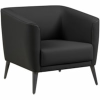 HDL Atticus Armchair, Black with Chrome or Black Legs - Black Polyurethane Seat - Polyurethane Back - Black - 1.0