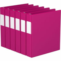 Davis 1-1/2" Premium Economy Binder, D-Ring, Pink, Pack of 6 - Letter - 8 1/2" x 11" Sheet Size - 350 Sheet Capacity - 1.50" (38.10 mm) Ring - Fastener(s): 3 x D-Ring - Pocket(s): 2, Internal - Polypropylene - Pink - Spine Label - 6 / Pack