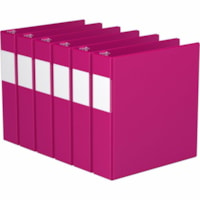 Davis 2" Premium Economy Binder, D-Ring, Pink, Pack of 6 - Letter - 8 1/2" x 11" Sheet Size - 475 Sheet Capacity - 2" (50.80 mm) Ring - Fastener(s): 3 x D-Ring - Pocket(s): 2, Internal - Polypropylene - Pink - Spine Label, PVC-free - 6 / Pack