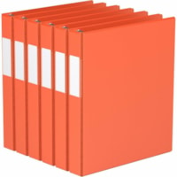 Davis 1" Premium Economy Binder, D-Ring, Orange, Pack of 6 - Letter - 8 1/2" x 11" Sheet Size - 225 Sheet Capacity - 1" (25.40 mm) Ring - Fastener(s): 3 x D-Ring - Pocket(s): 2, Internal - Polypropylene - Orange - Spine Label - 6 / Pack