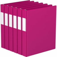 Davis 1" Premium Economy Binder, D-Ring, Pink, Pack of 6 - Letter - 8 1/2" x 11" Sheet Size - 225 Sheet Capacity - 1" (25.40 mm) Ring - Fastener(s): 3 x D-Ring - Pocket(s): 2, Internal - Polypropylene - Pink - Spine Label - 6 / Pack