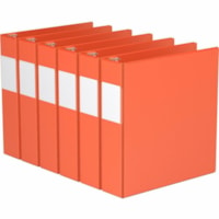 Davis 2" Premium Economy Binder, D-Ring, Orange, Pack of 6 - Letter - 8 1/2" x 11" Sheet Size - 475 Sheet Capacity - 2" (50.80 mm) Ring - Fastener(s): 3 x D-Ring - Pocket(s): 2, Internal - Polypropylene - Orange - Spine Label, PVC-free - 6 / Pack