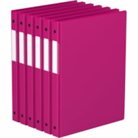 Davis 5/8" Premium Economy Binder, Round Ring, Pink, Pack of 6 - Letter - 8 1/2" x 11" Sheet Size - 100 Sheet Capacity - 0.63" (15.88 mm) Ring - Fastener(s): 3 x Round Ring - Pocket(s): 2, Internal - Polypropylene - Pink - Spine Label, PVC-free - 6 / Pack