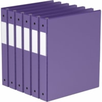 Davis 1" Premium Economy Binder, Round Ring, Purple, Pack of 6 - Letter - 8 1/2" x 11" Sheet Size - 200 Sheet Capacity - 1" (25.40 mm) Ring - Fastener(s): 3 x Round Ring - Pocket(s): 2, Internal - Polypropylene - Purple - Spine Label, PVC-free - 6 / Pack