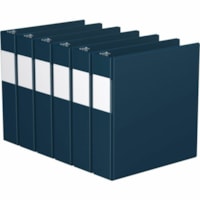 Davis 2" Premium Economy Binder, D-Ring, Navy Blue, Pack of 6 - Letter - 8 1/2" x 11" Sheet Size - 475 Sheet Capacity - 2" (50.80 mm) Ring - Fastener(s): 3 x D-Ring - Pocket(s): 2, Internal - Polypropylene - Navy Blue - Spine Label, PVC-free - 6 / Pack