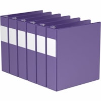 Davis 2" Premium Economy Binder, D-Ring, Purple, Pack of 6 - Letter - 8 1/2" x 11" Sheet Size - 475 Sheet Capacity - 2" (50.80 mm) Ring - Fastener(s): 3 x D-Ring - Pocket(s): 2, Internal - Polypropylene - Purple - Spine Label, PVC-free - 6 / Pack